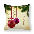 Christmas peach skin pillowcase with green pine branches and red holiday baubles - Golden Background Ornaments Style (5)