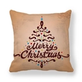 Peach skin fabric square pillowcase with vintage Merry Christmas tree art and colorful dots - Vintage Typography Christmas Tree Style (1)