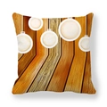 Christmas peach skin pillowcase featuring wood texture pattern and white snowflake baubles - Dark Brown Wood Grain White Ornaments