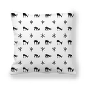Christmas deer and snowflake pattern on square peach skin pillowcase in white and black - Black Reindeer And Snowflake On White Style (14)