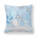 Funda de cojín navideño de muñeco de nieve y conejo en terciopelo piel de melocotón - Ilustración de Muñeco de Nieve y Conejo (4)