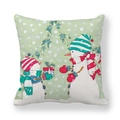 Detail of Christmas snowman peach skin pillowcase with soft winter festive illustration - 45x45cm / Light Green Background Snowman (8)