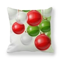 Christmas peach skin cushion cover with red and green festive ornaments print - Red Green Matte Ornaments Style (6)