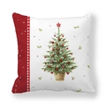 Red Christmas wreath and hand-painted watercolor tree pattern peach skin pillowcase - Red Checkered Christmas Tree Pattern (2)