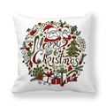 White square peach skin pillowcase featuring festive Merry Christmas circular illustration - Circular Christmas Illustration Style (2)