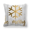 Christmas peach skin pillowcase with golden snowflake and be merry text decoration - 18x18 Inch / Be Merry Golden Snowflake (4)