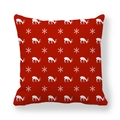 Christmas reindeer and snowflake pattern on red velvet pillowcase for festive decor - White Reindeer Snowflakes On Red Style (15)