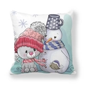 Housse de coussin de Noël avec chat et bonhomme de neige sur tissu peau de pêche doux - 45x45 cm / Style Chat et Bonhomme de Neige (10)