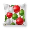 Peach skin pillowcase with red and green Christmas ornaments pattern for holiday decor - Glossy Three Color Baubles Style (7)