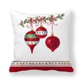 Christmas pillowcase with watercolor red baubles and festive holly berry pattern - Christmas Baubles Ornaments Pattern (4)