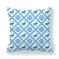 Blue reindeer pixel art pattern on white peach skin velvet Christmas pillowcase - Blue Pixel Reindeer Snowflake Style (16)