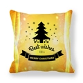 Close-up of a Christmas peach skin pillowcase with a yellow gradient and tree design - Yellow Gradient Silhouette Christmas Tree (14)