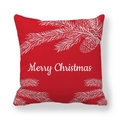 Detailed texture of red peach skin Christmas pillowcase with pine and Merry Christmas print - Red Hand-drawn Pine Branch Wishes (17)