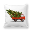 White peach skin pillowcase featuring a vintage red truck and a festive Christmas tree - Vintage Red Truck with Christmas Tree Style (5)