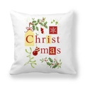 White Christmas pillowcase featuring red and green holiday symbols and text - Christmas Text Collage (5)