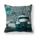 Winter Christmas landscape pillow case featuring a vintage turquoise truck in the snow - Teal Truck Snow Scene (4) / 45x45cm