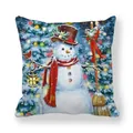 Square Christmas snowman pillowcase with festive holiday lights and snowy tree design - Snowman Branch Arms with Broom Lantern (19)