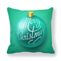Christmas peach skin pillowcase in teal with Merry Christmas ornament design - Lake Green Metal Buckle Bauble Style (10)