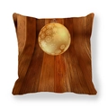 Christmas peach skin pillowcase featuring golden bauble print on dark wood background - Dark Brown Wood Grain Gold Ornaments