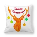 Fodera per cuscino natalizio con cervo geometrico e scritta Merry Christmas rossa - 45x45cm / Renna Geometrica Arancione Buon Natale(5)