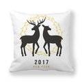 Dettaglio della silhouette del cervo di Natale e ghirlanda d'oro su federa bianca liscia - 45x45cm / Doppio Cervo Vintage Anello di Salice Capodanno 2017(7)