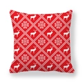 Christmas reindeer pillow cover with red and white snowflake pattern in peach skin fabric - White Pixel Snowflake On Red Style (18)