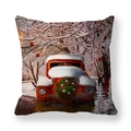 Christmas pillowcase with vintage red truck and snowy winter landscape pattern - 18x18 Inch / Style 1-Red Truck Snow Night