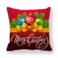Red Christmas peach skin pillowcase with ornaments, pine needles and Merry Christmas text - Red with Full Color Pine Bow Style (11)