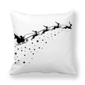 Starry Night Christmas reindeer silhouette printed on a square white peach skin pillowcase - 18x18 Inch / White Background Santa Sleigh Reindeer (15)