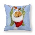 Christmas peach skin pillowcase featuring a golden retriever puppy in a stocking - Golden Retriever in Christmas Stocking (7)