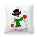 Christmas snowman pattern square pillowcase made of soft peach skin velvet fabric - Classic Snowman Black Top Hat Red Scarf (18)