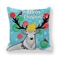 Christmas deer pillowcase in light blue with reindeer illustration and yellow hat - Light Blue Reindeer with Yellow Hat(13)