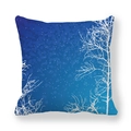 Christmas peach skin pillowcase with blue gradient winter tree and snowflake design - Blue Gradient White Tree Shadow