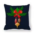 Dark blue peach skin Christmas pillowcase with red bow and pine needle illustration - Dark Blue Bow and Ornaments Style (10)