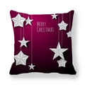 Square Christmas pillow case with peach skin velvet and 3D origami star print - Burgundy Origami Stars Style (15)