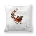 Close-up of peach skin fabric texture with Santa Claus and reindeer Christmas illustration - Santa Driving Sleigh Style (13)