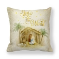 Housse de coussin en peau de pêche épaisse avec scène de Nativité pour Noël - Crèche de Noël (11) / 45x45cm