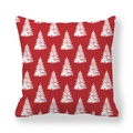 Christmas tree pattern pillowcase in festive red and white peach skin fabric - 45x45cm / Red Background White Dots White Tree Style (1)
