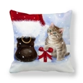 Christmas peach skin pillow cover with kitten and holiday gift box illustration - Cat and Christmas Gift Box (11)