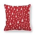 Red Christmas tree throw pillow cover with white polka dots and pine tree patterns - 45x45cm / Red Background White Mixed Trees Style (2)