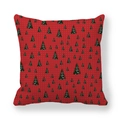 Christmas tree pattern pillowcase with red fabric and white dots on white background - 45x45cm / Red Background Deep Green Tree White Dots Style (4)