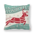 Christmas truck peach skin pillowcase with reindeer and festive text on white background - Red Reindeer Snowflake Blessing