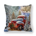 Christmas cushion cover with red vintage truck in snow scene on peach skin fabric - 18x18 Inch / Style 6-Red Truck Lights