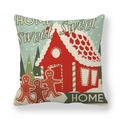 Detail of soft peach skin pillowcase featuring gingerbread house and festive Christmas theme - Cozy Gingerbread House (7)
