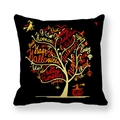 Halloween decorative pillowcase with black base and festive typography tree pattern - Black Halloween Typography Tree Style (5)