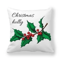 White peach skin pillowcase with Christmas holly pattern and green leaves - Black Text Christmas Holly Label Style (12)