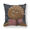 Christmas gingerbread man pillow case with snowflake pattern on navy blue fabric - Plaid Scarf Gingerbread Man (7)