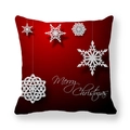 Red Christmas peach skin pillow cover with white snowflake and Merry Christmas text - Red Gradient Snowflakes Script Style (16)