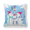 Square pillowcase featuring hand-drawn Christmas snowmen and blue snowflake pattern - 45x45cm / Chorus Snowmen (10)