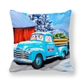 Peach skin pillowcase featuring a blue vintage Chevrolet truck with snow mountain - Blue Chevrolet Truck (8) / 45x45cm